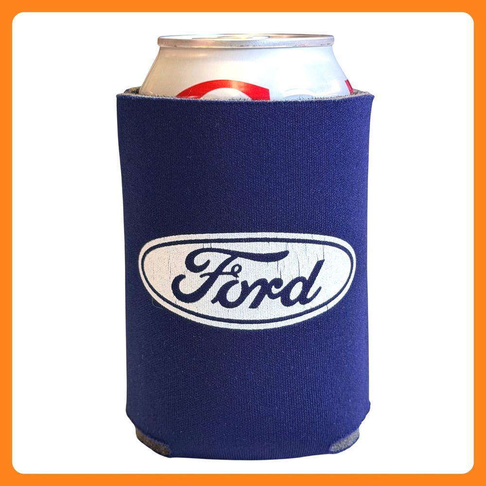 Ford Koozie Can Cooler Sleeve Navy Blue Neoprene Logo Insulator